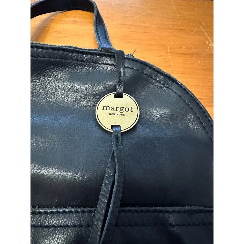 Margot New York Black Genuine Leather Dome Backpack Gold Hardware Small Mini